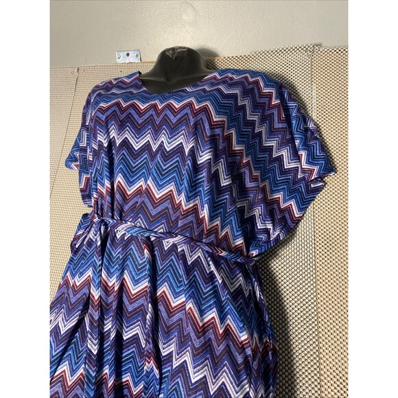 H&M Blouse Large Belted‎ Sleeveless Abstract Blue Large Light Spring Summer - Picture 3 of 7